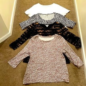 Four dress/casual tops - Jones NY Sport, Studio Works, Laura Ashley
